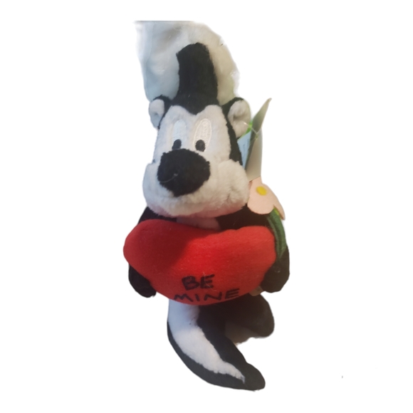 Vintage Warner Bro Pepe Le Pew Stuffed Plush BE MINE Looney Tune LOVE 1999 TAGS - Picture 1 of 4